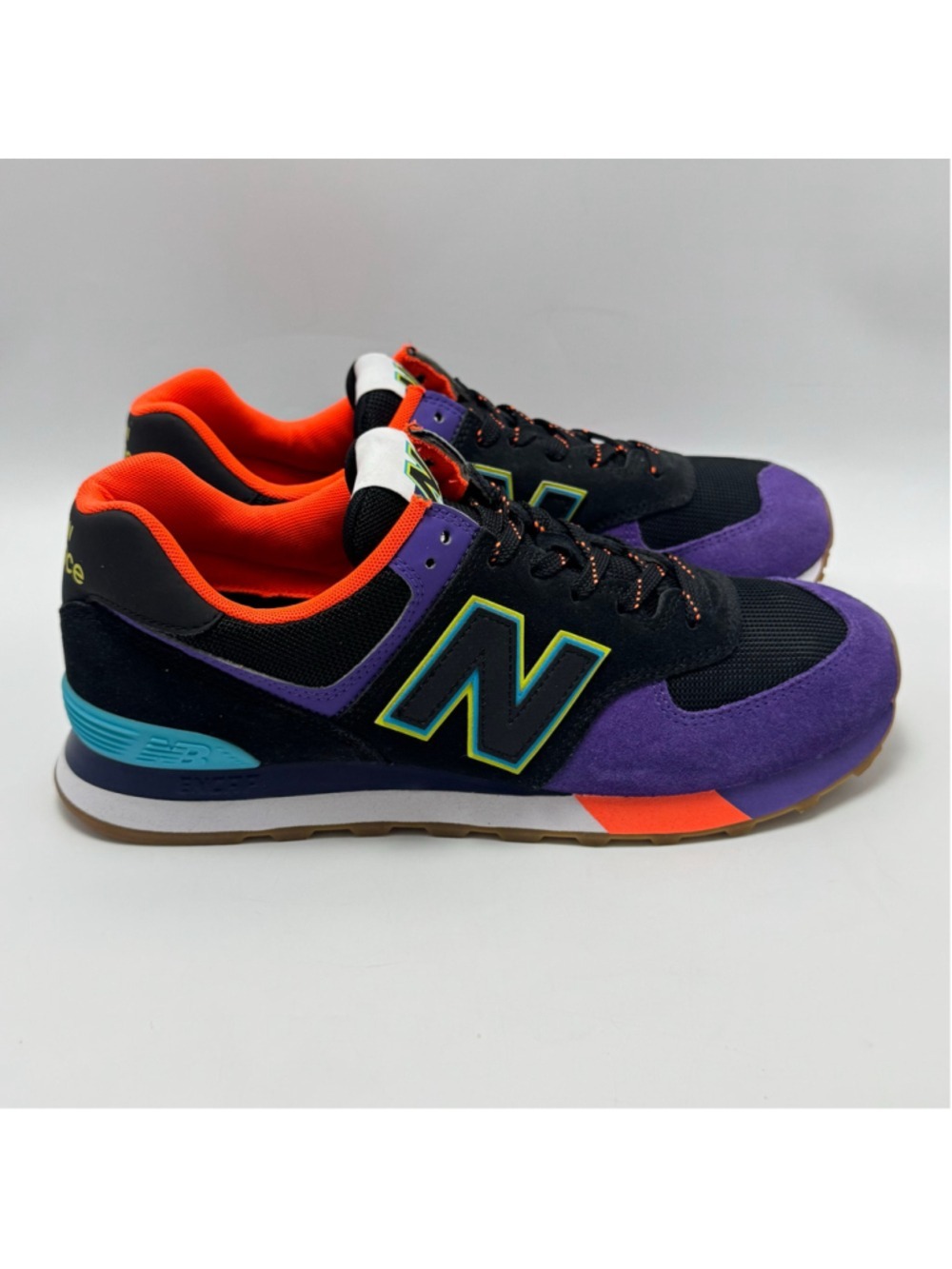 New Balance 574 Black Purple White Shoes ML574PT2 Men's Size 10.5